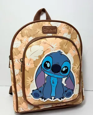 Disney Stitch Floral Backpack Brown,Tan, Fall Halloween New‎ thumbnail 1