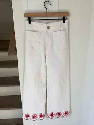 Anthropologie The Colette Cropped High-Rise Wide-Leg Jeans: Scallop-Hem Edition thumbnail 4