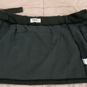 LF Seek The Label black vegan leather Moto biker asymmetrical zip mini skirt S thumbnail 9