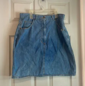 Woolrich Women's M Vintage 80s 14 Stone Wash Faded Knee Length Denim Jean Skirt thumbnail 1