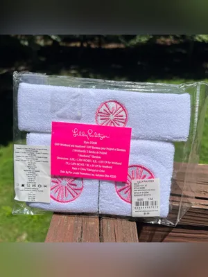 Lilly Pulitzer White/Pink Casual Activewear Set Wristbands:2 Headband:1|1 Size thumbnail 3