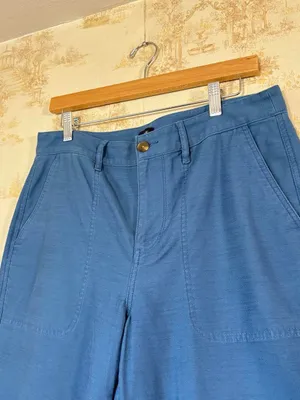J. Crew Blue Cotton Utility Patch Pocket Camp Pants Preppy Size 10 thumbnail 3