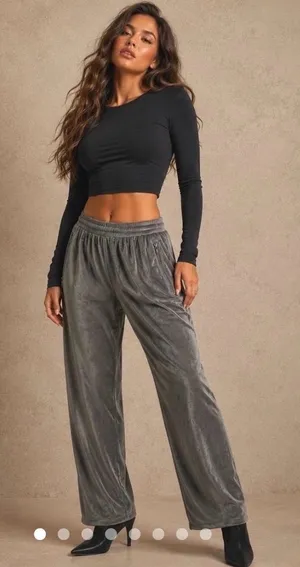 NWT SKIMS velour track pants gunmetal smoke grey size medium wide leg thumbnail 1