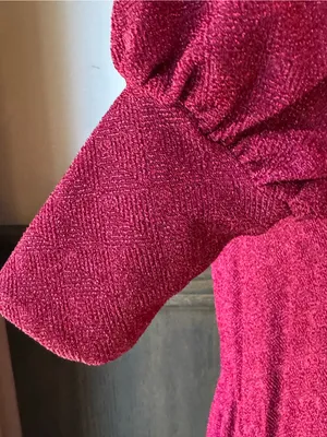 Magenta sparkle Long-Sleeve Mock Neck Dress nwt small thumbnail 6