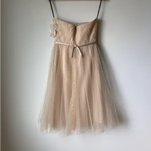 White by Vera Wang Champagne Strapless Tulle Lace Bridesmaid Dress Women 0 NWOT thumbnail 2