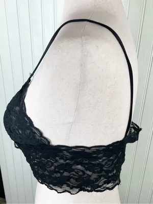 Vintage 80s 90s Alana Gale Sheer Black Lace Bralette Cami Small Dark Coquette thumbnail 3