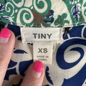TINY Anthropologie XS Caviana Shirt‎ Dress Blue Paisley Women’s Boho Long Sleeve thumbnail 8