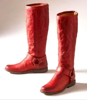 Frye, Phillip Harness Boots Red Burgundy Tall Leather Western Boot, Size 8.5 thumbnail 1