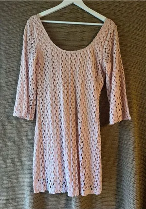AUW Blush Pink Lace Mini Dress thumbnail 1