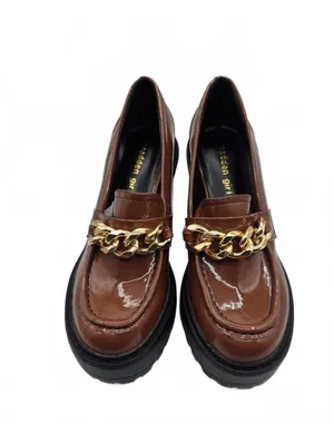 Madden Girl Brown Patent Leather Platform Heeled Loafers Shoes Chunky Size 7.5 thumbnail 8
