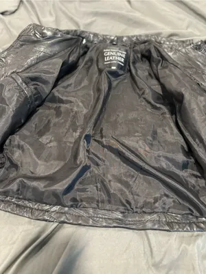 VTG 90s Giovanni Navarre SzL black leather patchwork Button cropped biker jacket Size L thumbnail 6