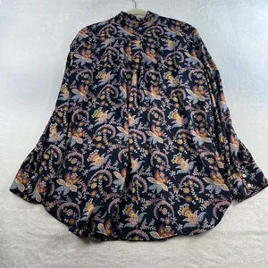 LOFT XL Tunic Top Blouse Relax‎ Fit Blue Floral Long Sleeve Button Front Boho thumbnail 10