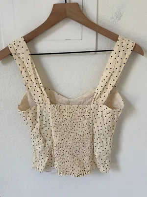 Reformation Hester Polka Dot Tank Top in Salt and Pepper NWT thumbnail 4