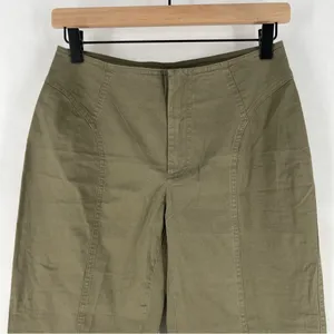 Boston Proper Lightweight Stretch Cotton Seamed Straight Leg Olive Utility‎ Pant thumbnail 2