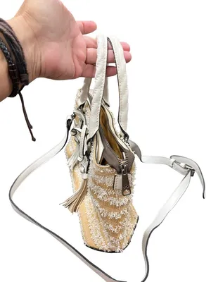 Patricia Nash Angela wms leather tan white tasseled hand shoulder bag SKU 10-759 thumbnail 3