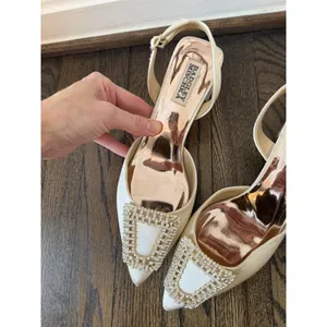 Badgley Mischka Womens Emmie Slingback Evening Pump Block Heel Ivory Satin 8 EUC thumbnail 16