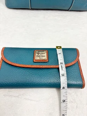 Dooney & Bourke Teal Brown Pebble Leather Tote & Matching Wallet Set thumbnail 8