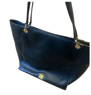 Lauren Ralph Lauren black pebbled leather oversized shoulder bag old money chic thumbnail 1