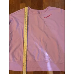 Pilcro Crewneck Sweatshirt Amour/Red Heart Embroidery Pink Sz. Medium Anthro NEW thumbnail 6
