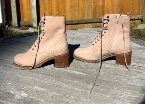 Seychelles Lace‎ Up Irresistible Leather Combat Boot Pink Nubuck 10 thumbnail 1