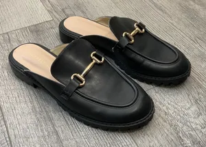 Sincerely Jules Ragu Black Lug Sole Horsebit Mule Loafers Womens 9M thumbnail 1