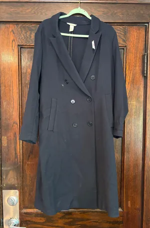 H&M Trench Coat Black Long thumbnail 2