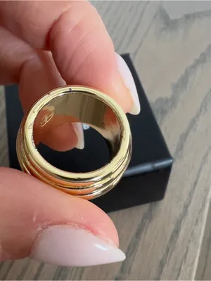 Anine Bing Chunky Ribbed 14k Ring in Gold thumbnail 6