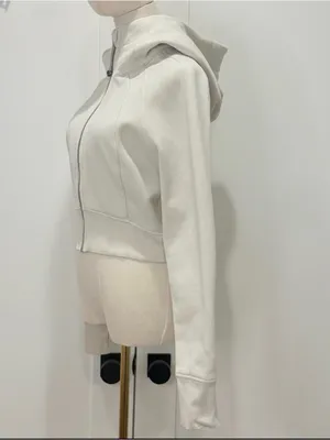 Lululemon Scuba Full-Zip Cropped Hoodie Size 8 Bone Athleisure Lounge Minimal thumbnail 7