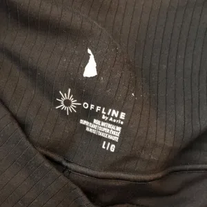 Aerie Offline By Womens High-Waisted Crossover Flare Pants Black Size L thumbnail 3