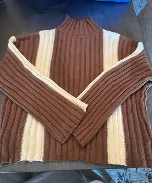 American Threads Striped Ribbed Mock Neck Sweater thumbnail 1
