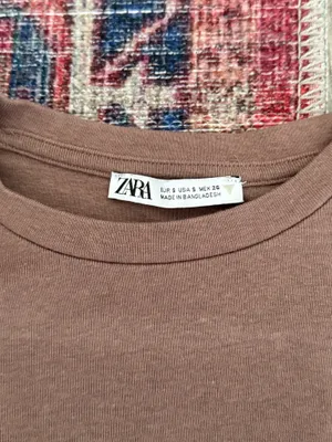 ZARA Brown Cropped Long Sleeve Top thumbnail 2