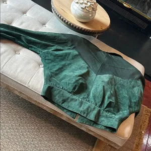 ADA Vintage Emerald Green Suede Bomber Jacket Size L thumbnail 12