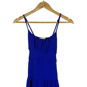 NWT Altar'd State Tiered Solid Mini Dress Blue Boho Smocked Back Size XS thumbnail 2