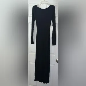 Skims Soft Lounge Long Sleeve Dress in Onyx Size Small thumbnail 6
