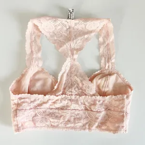 Free People FP Intimately Womens‎ Pink Lace Racerback Galloon Bralette Size S thumbnail 5