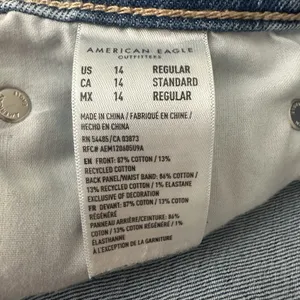 American Eagle Baggy Straight Jeans Womens 14 Blue Studded Super High Rise Denim thumbnail 7