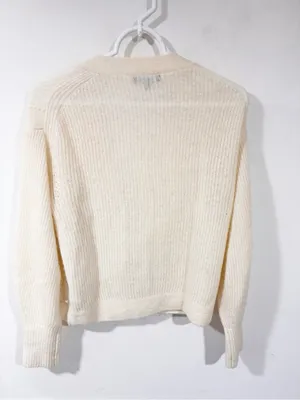 Quince Cream Alpaca Wool V Neck Cardigan Sweater Size Small thumbnail 6