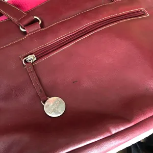 1990s vibrant red CARRYLAND leather shoulder hand rectangular bag purse thumbnail 6