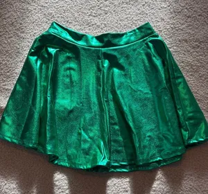 Shimmer Emerald Green Skater Skirt thumbnail 1