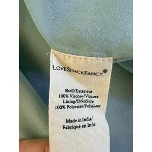 LoveShackFancy Floral Smocked Waist Tiered Midi Dress Sage Green XS thumbnail 5