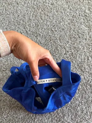 Alice + Olivia Jeanna Bustier Smocked Crop Top in Royalty Size 0 thumbnail 2