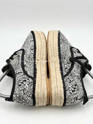Catisa Black & White Paisley Espadrille Lace-Up Flats Size 37 / US 6.5 thumbnail 8