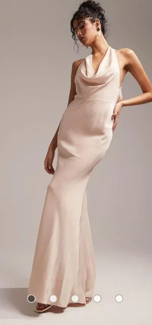 ASOS Bridesmaid Satin Halter Cowl Maxi Dress thumbnail 1