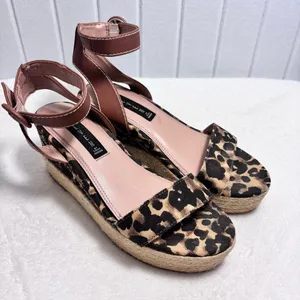 Steven by Steve Madden Leopard Print Wedge Heels‎ Espadrilles  size 6.5 thumbnail 1