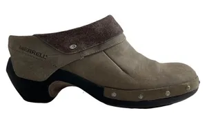 Merrell‎ Drizzle Leather Suede Mules Clogs Slip On Brown Size 10 thumbnail 1