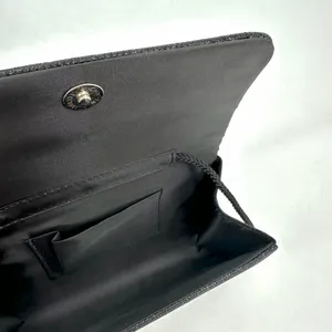 Clutch Purse Evening Bag Shoulder Strap Small Flap Black Shimmer Sparkle Prom thumbnail 3