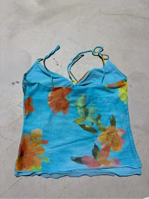 White fox Blue Floral Cami Top Spaghetti Straps XS thumbnail 4