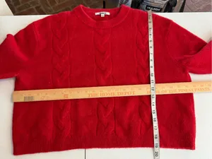 Madewell Crimson red CloudSoft Drop-Shoulder Sweater Size medium Nautical preppy thumbnail 5