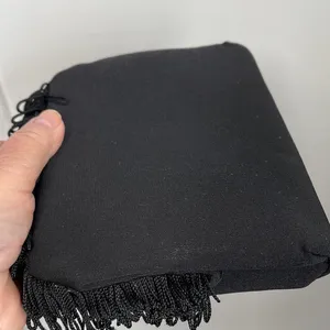 Vintage Black satin fringe bag. thumbnail 11