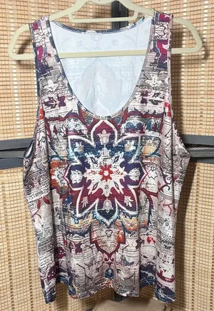 Sleeveless Floral Medallion Print Tank Top - Multicolor thumbnail 1